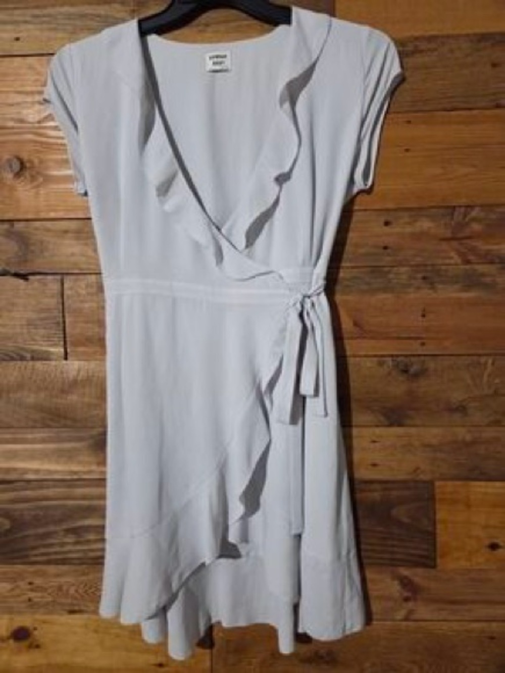 Sunday Best Light Gray Ruffle Wrap Dress